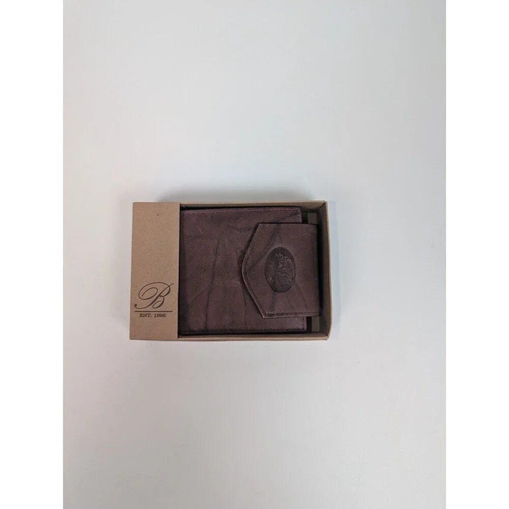 Buxton Genuine Leather Wallet Brown Bifold Organizer Coin Pocket ID Holder NIB